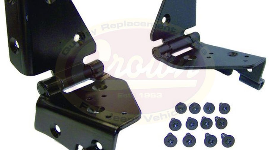 Windshield Frame Hinge Kit (Black) (546242/25K / JM-01969 / Crown Automotive)