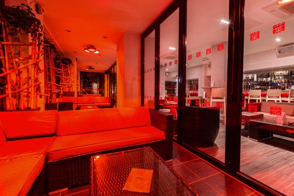 Bar area in red