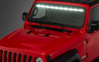Jeep Fahrwerk - Jeep zubehör - Jeep JK - Rugged Ridge Elite Fast Track  Windshield Light Bar / LED Halterung Windschutzscheibe