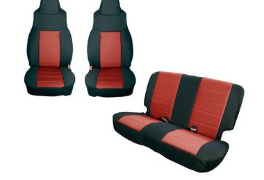 SEAT COVER KIT, BLACK/RED; 03-06 JEEP WRANGLER TJ (13293.53 / JM-06651/C / Rugged Ridge)