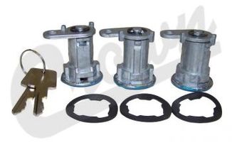 Door Lock Cylinder Kit (3 Cylinders & Keys)  CJ / YJ / XJ (8122874K3 / JM - 06927 / Crown Automotive)