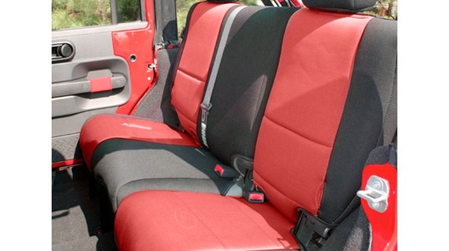 Neoprene Rear Seat Covers, Black/Red, 2 Door (13265.53 / JM-03060 / Rugged Ridge)