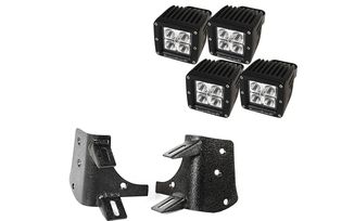 Dual A-Pillar LED Kit, 3-Inch Square Lights;, TJ (11232.38 / JM-04301 / Rugged Ridge)