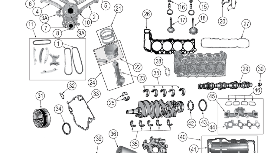 Secondary Timing Chain Guide, 4.7L (53021796AA) | Jeepey - Jeep parts ...