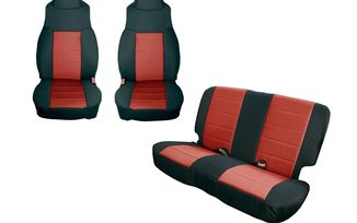 SEAT COVER KIT, BLACK/RED; 03-06 JEEP WRANGLER TJ (13293.53 / JM-06651/C / Rugged Ridge)