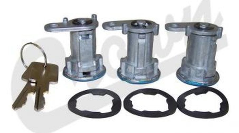 Door Lock Cylinder Kit (3 Cylinders & Keys)  CJ / YJ / XJ (8122874K3 / JM - 06927 / Crown Automotive)