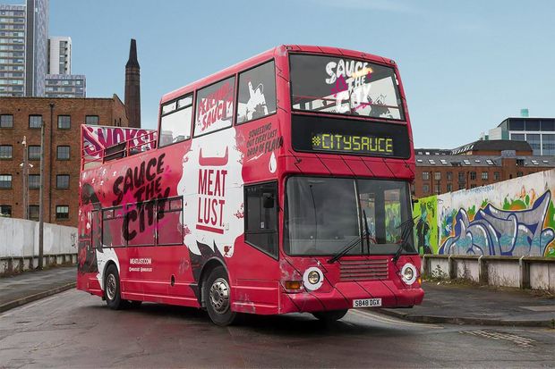 You can't miss the saucy bus – packed with meaty treats