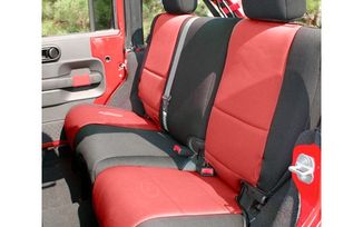 Neoprene Rear Seat Covers, Black/Red, 2 Door (13265.53 / JM-03060 / Rugged Ridge)