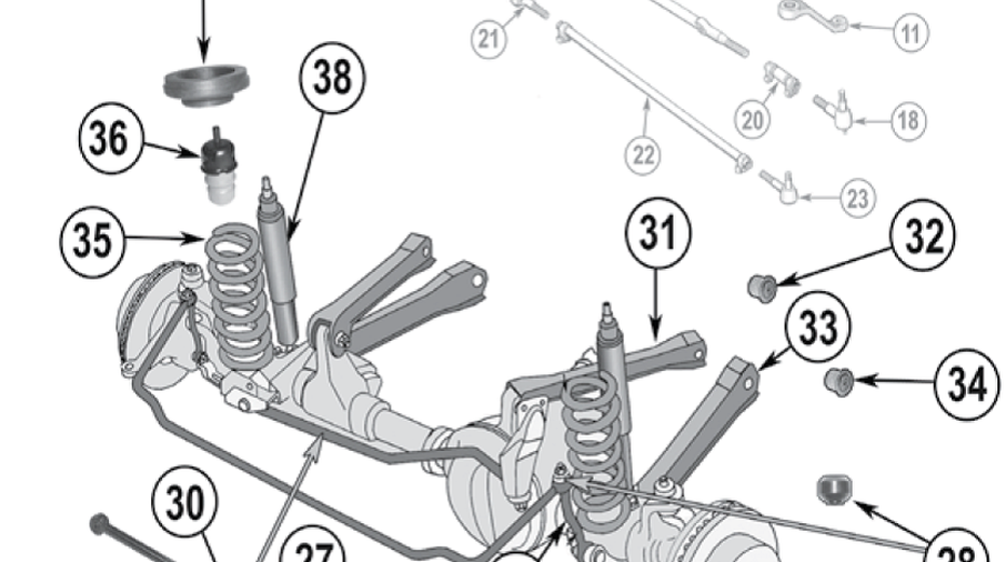 Front Track Bar XJ, ZJ (53054317) Jeepey Jeep parts, spares and