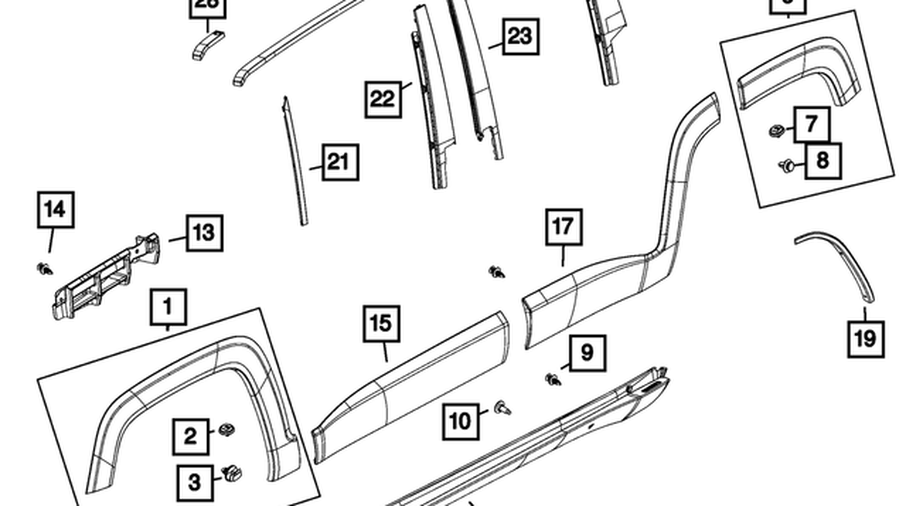 Side Sill Moulding, Left, Renegade (6MA47U5LAA) Jeepey Jeep parts, spares and accessories