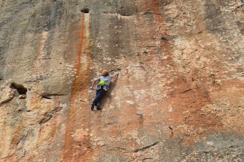 The south facing Cubells offers great climbing in mid range grades