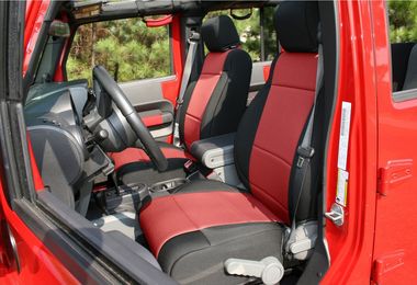 Neoprene Front Seat Covers, Black/Red, 07-10 (13214.53 / JM-02573 / Rugged Ridge)