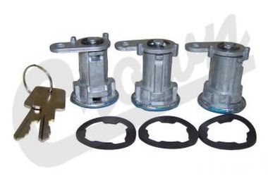 Door Lock Cylinder Kit (3 Cylinders & Keys)  CJ / YJ / XJ (8122874K3 / JM-06927 / Crown Automotive)