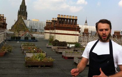 Green-fingered chef in his rooftop domain